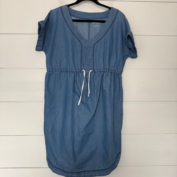 Flutter & Kick Maternity Women’s Large Denim Dress Short Sleeve - Picture 1 of 5